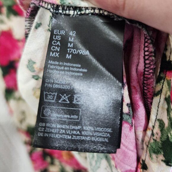 H&M Women's Floral Patterned Midi Flowy Dress in Pink and Cream Size Medium - Picture 15 of 16